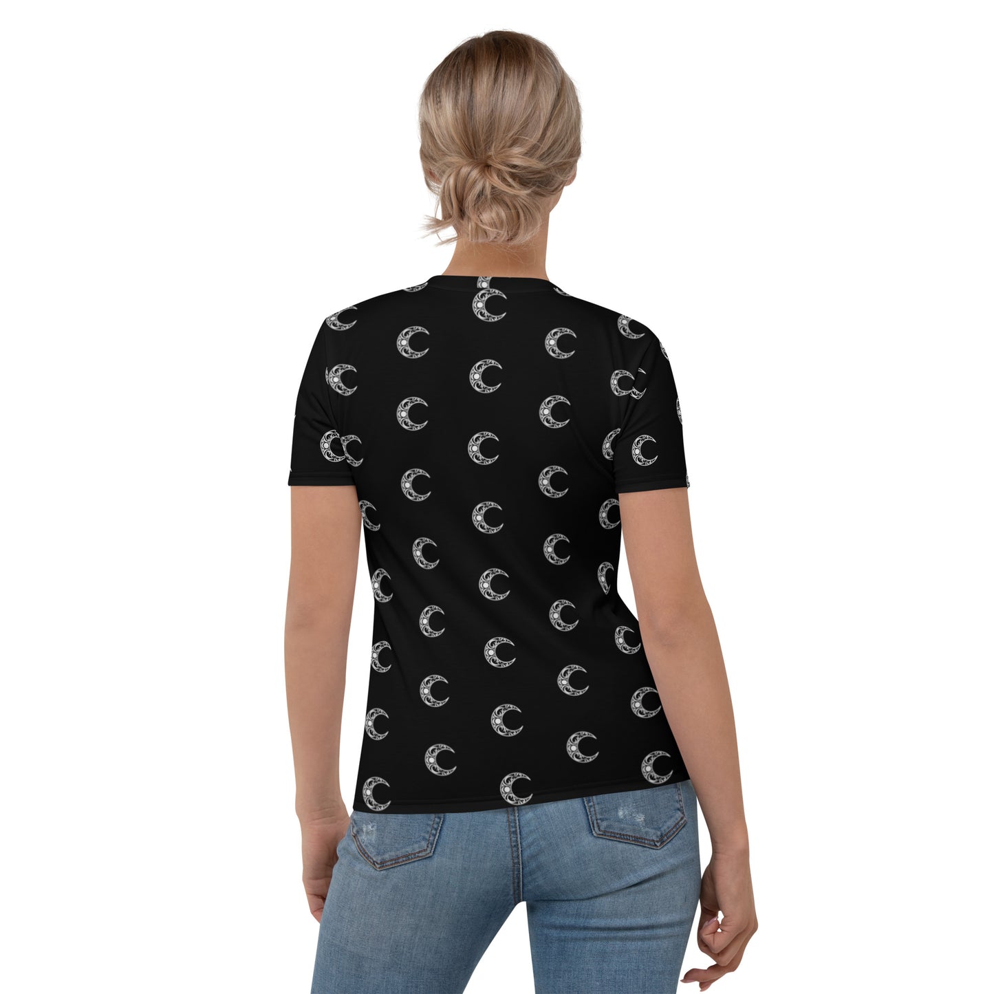 Damerian Elven Moon, Black Pattern - Women's T-shirt