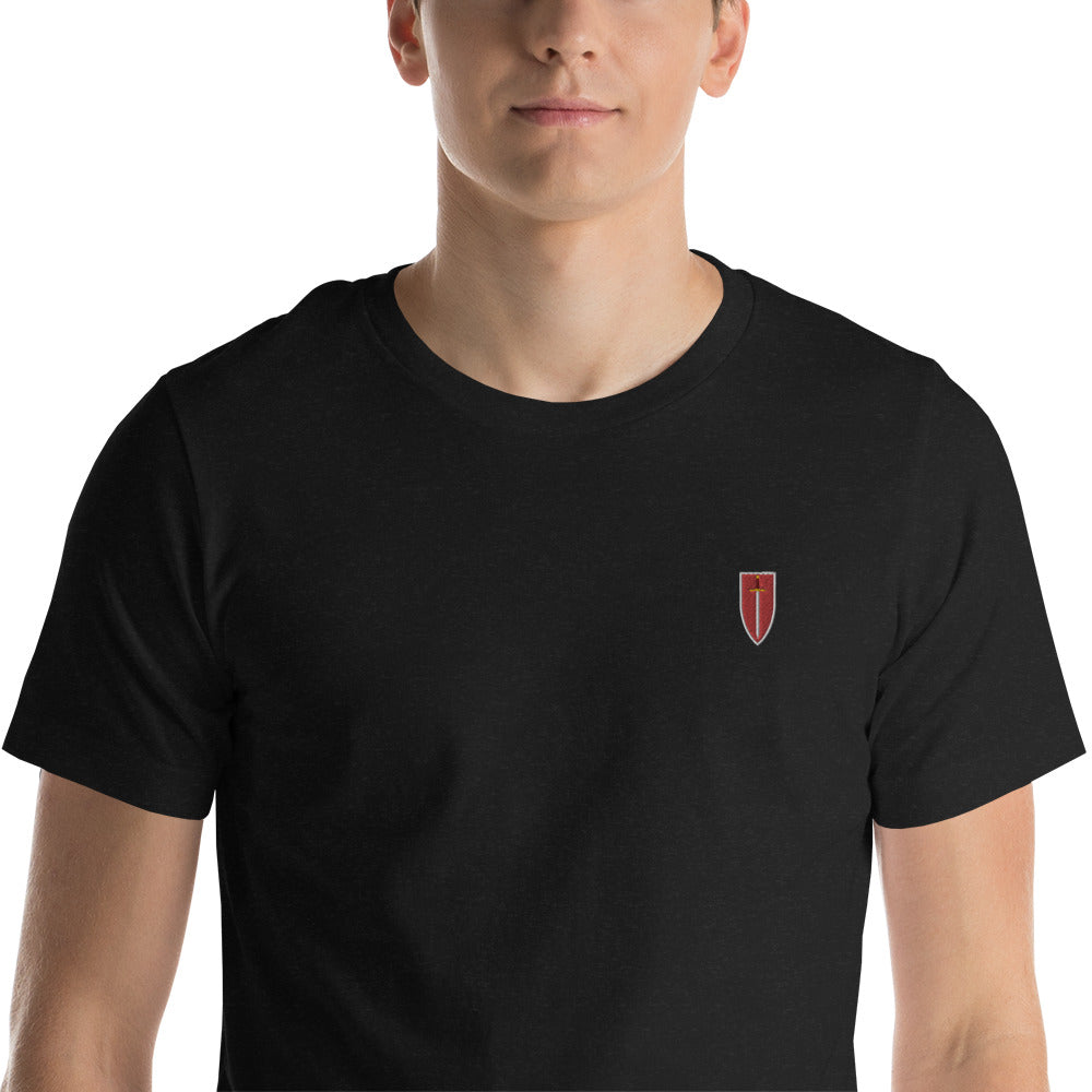 Corinite Sword and Shield, Embroidered - 1st Edition - Unisex T-shirt