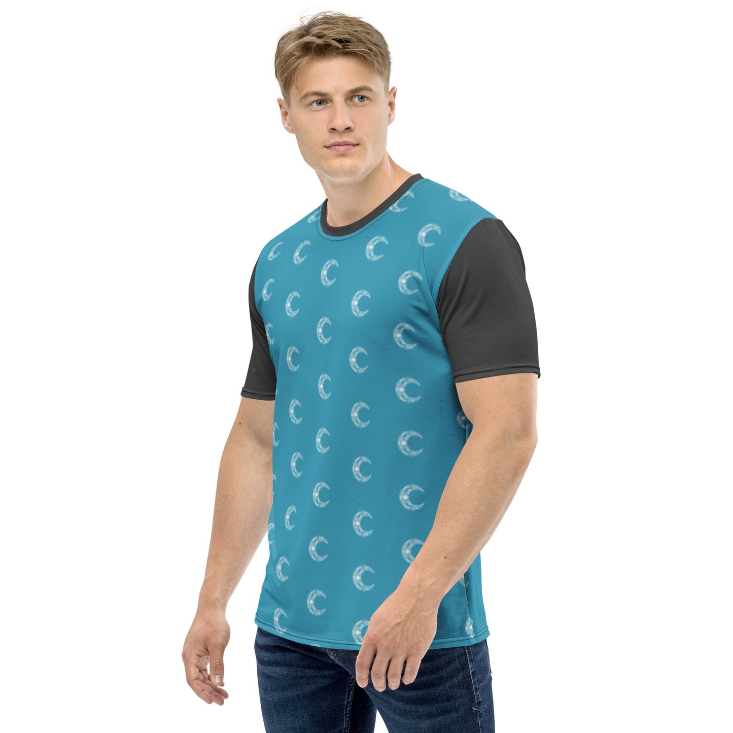 Damerian Elven Moon, Blue Pattern - Men's T-shirt
