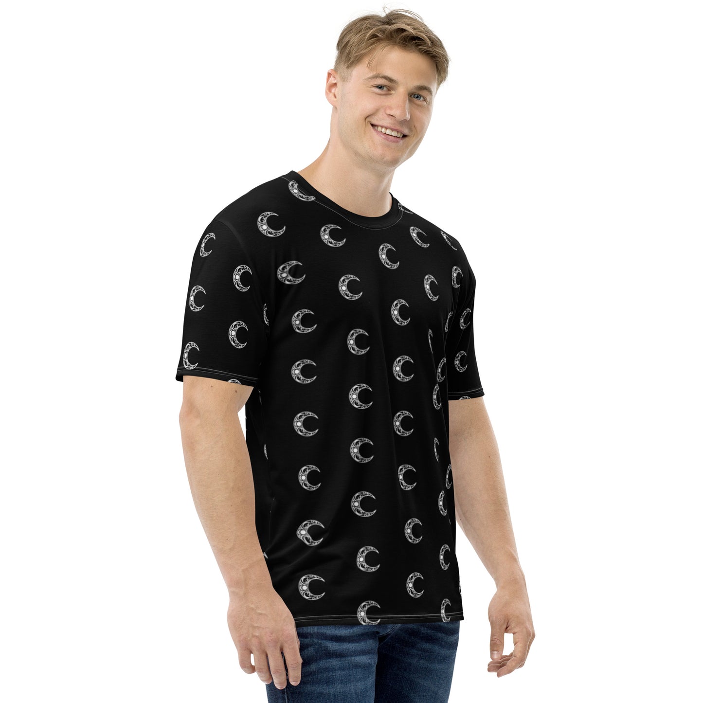 Damerian Elven Moon, Black Pattern - Men's T-shirt
