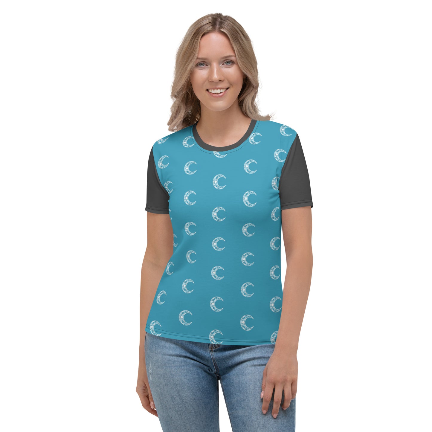 Damerian Elven Moon, Blue Pattern - Women's T-shirt