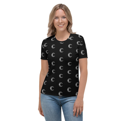 Damerian Elven Moon, Black Pattern - Women's T-shirt
