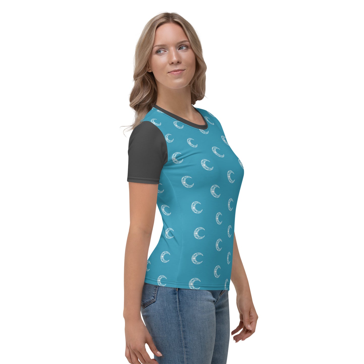 Damerian Elven Moon, Blue Pattern - Women's T-shirt